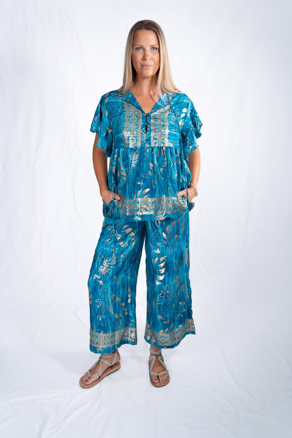 Heidi Top - Blue Leaf