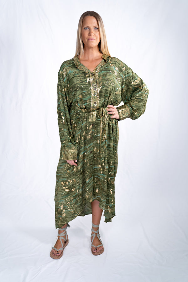 Cameron Kaftan Maxi - Olive Leaf