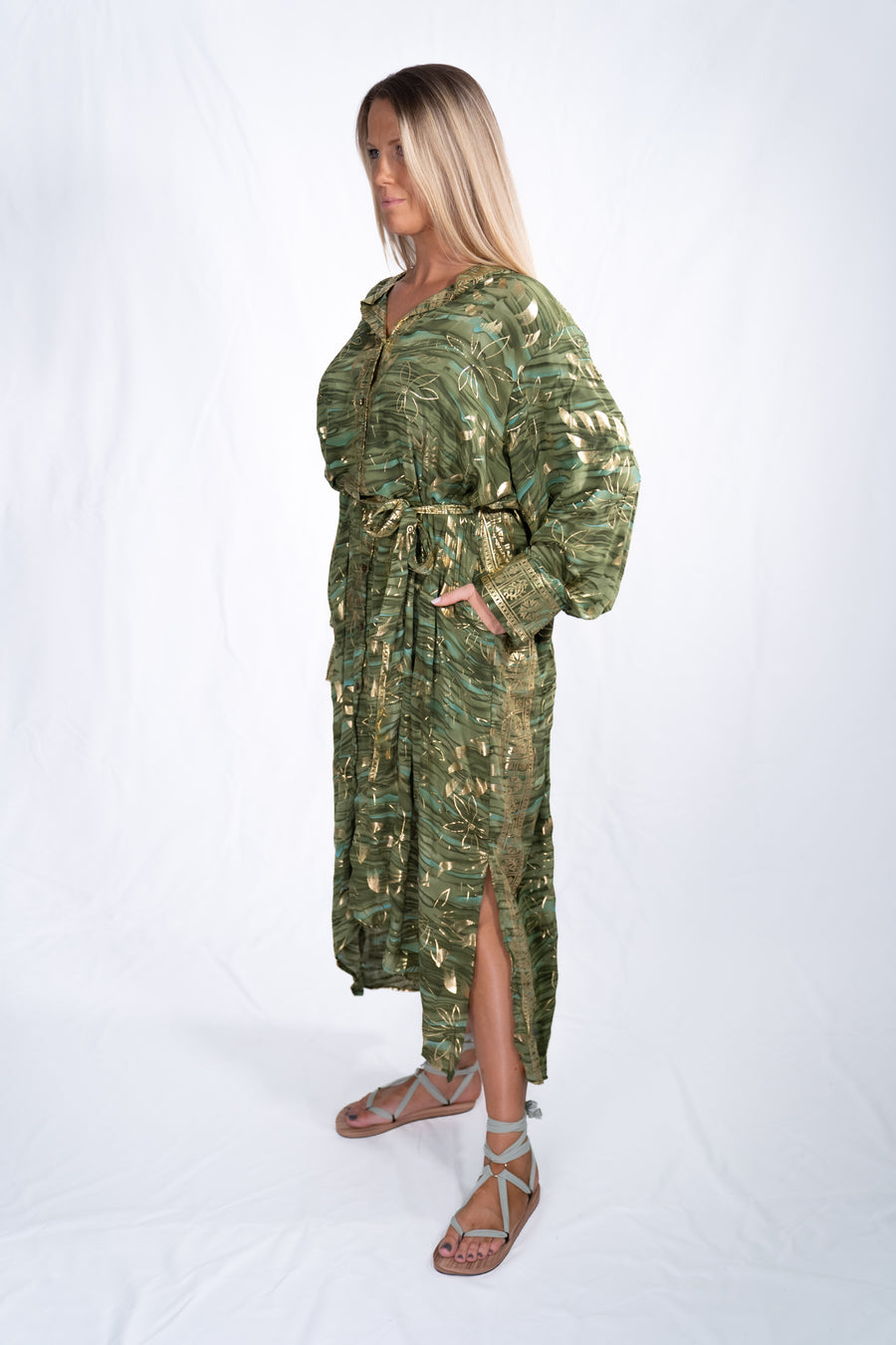 Cameron Kaftan Maxi - Olive Leaf