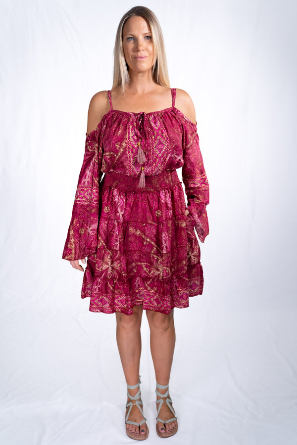 Short Santorini Dress - Magenta Bloom