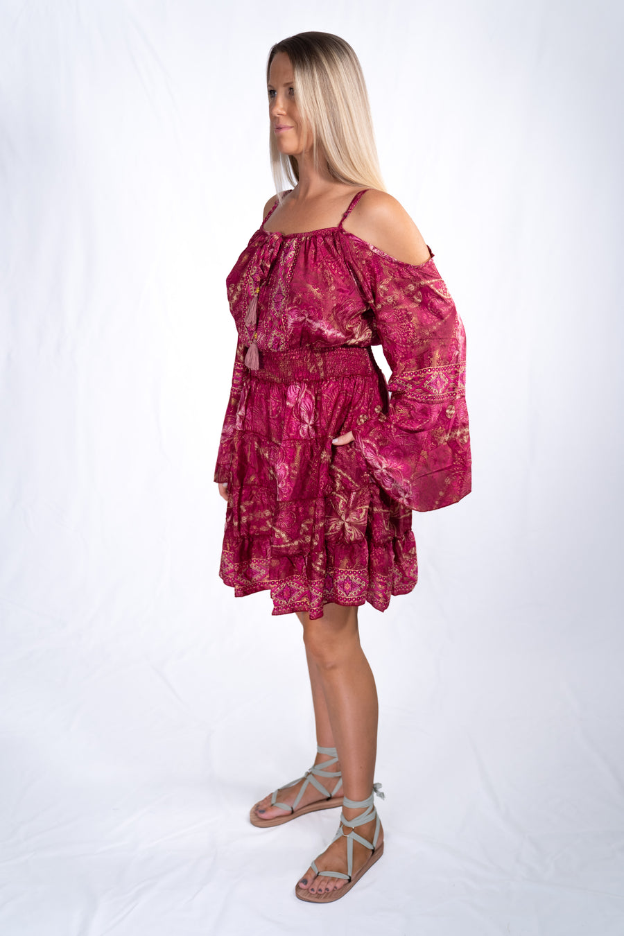Short Santorini Dress - Magenta Bloom