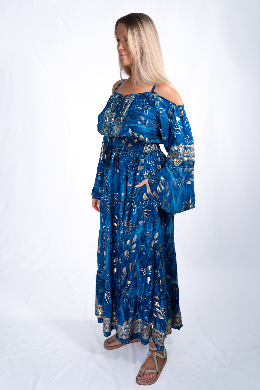 Santorini Dress - Sapphire Leaf